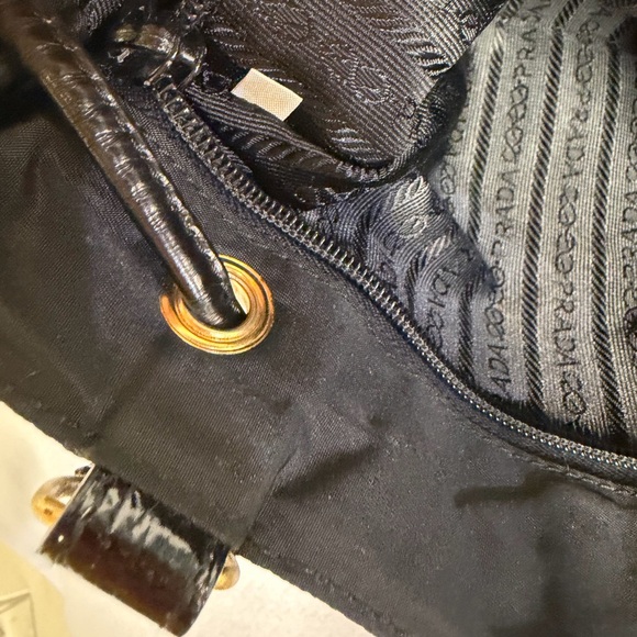 Authentic Prada Black Nylon Drawstring Bucket Hand bag Leather base - Picture 12 of 16